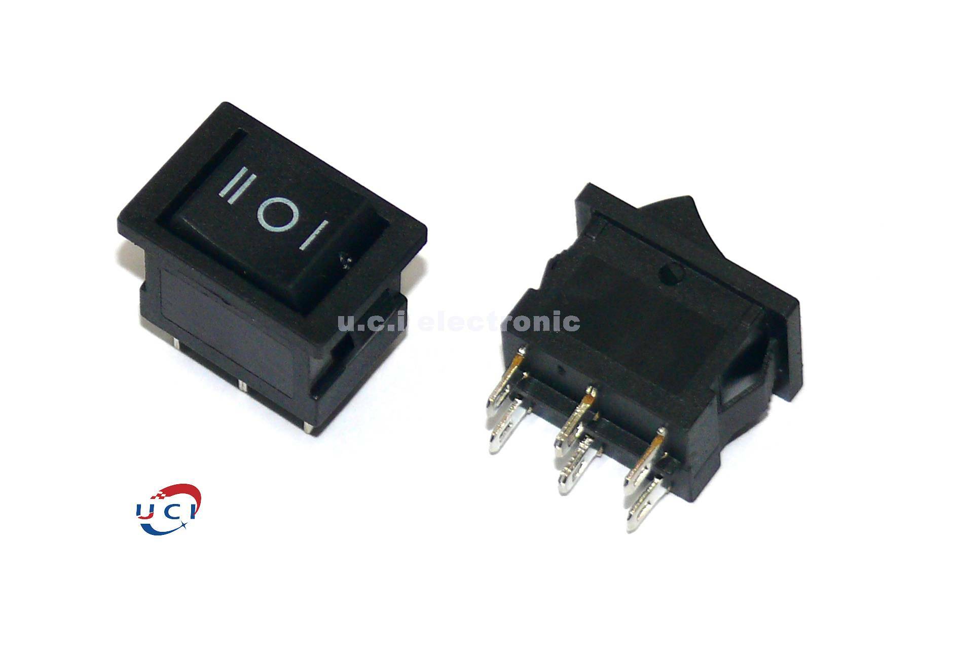 【UCI電子】 (中) 船型開關KCD1-203 3檔6腳 3檔六腳開孔15*21MM 儀器電源開關  6A/250V 10A/125V