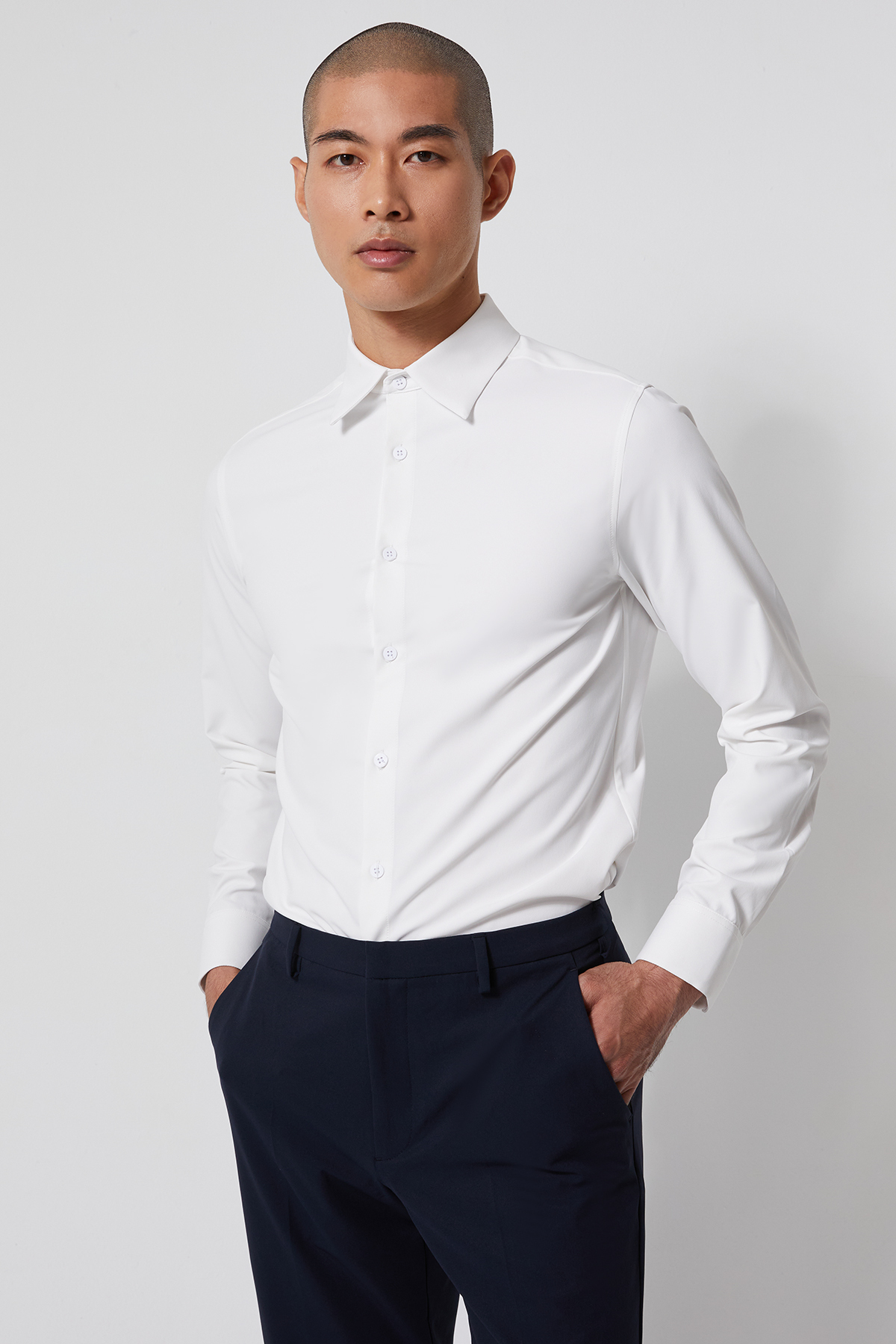 INFINITY 長袖襯衫 SLIM 男（牙白）