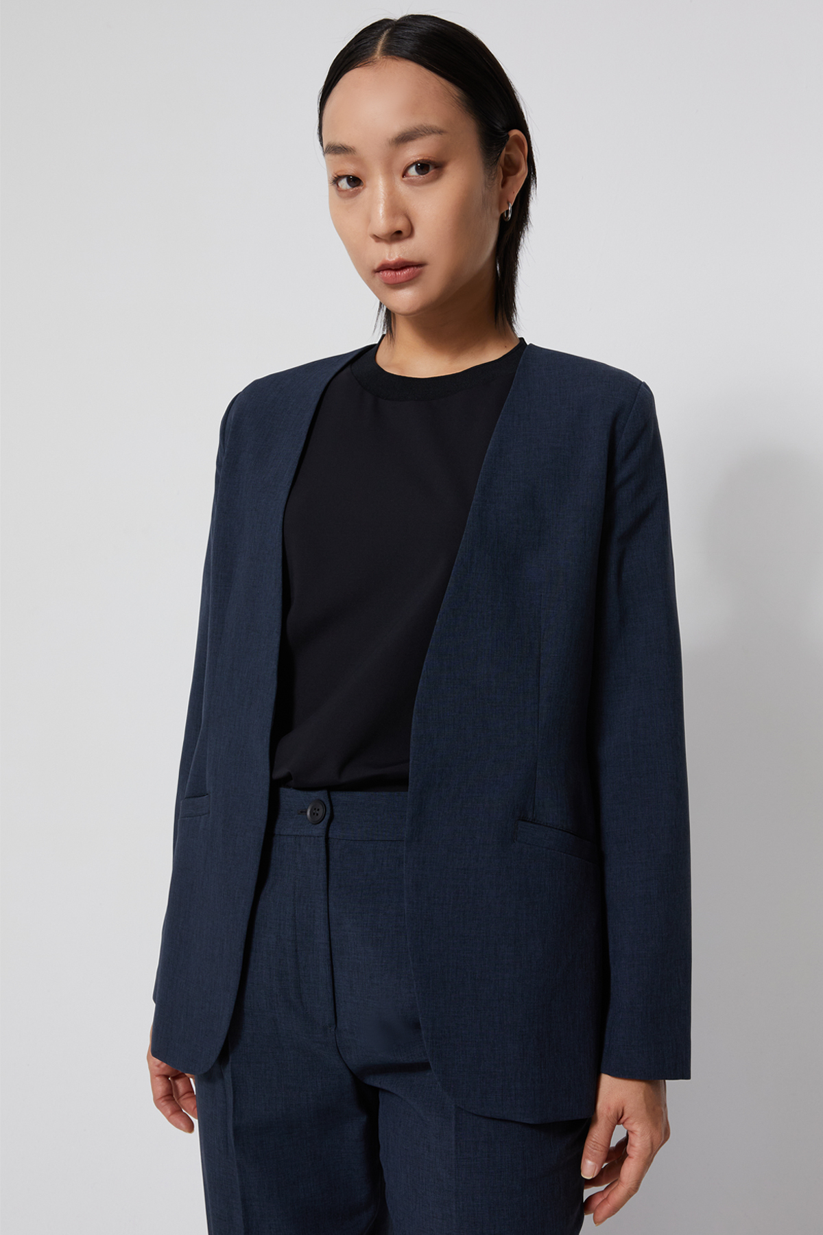 VOY  輕量無領西裝外套 女（丈青）