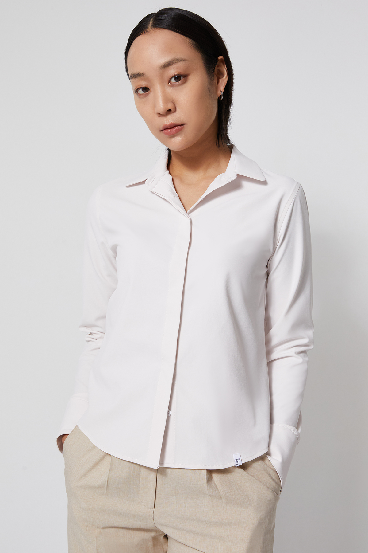 INFINITY 長袖襯衫 SLIM 女（淺粉）