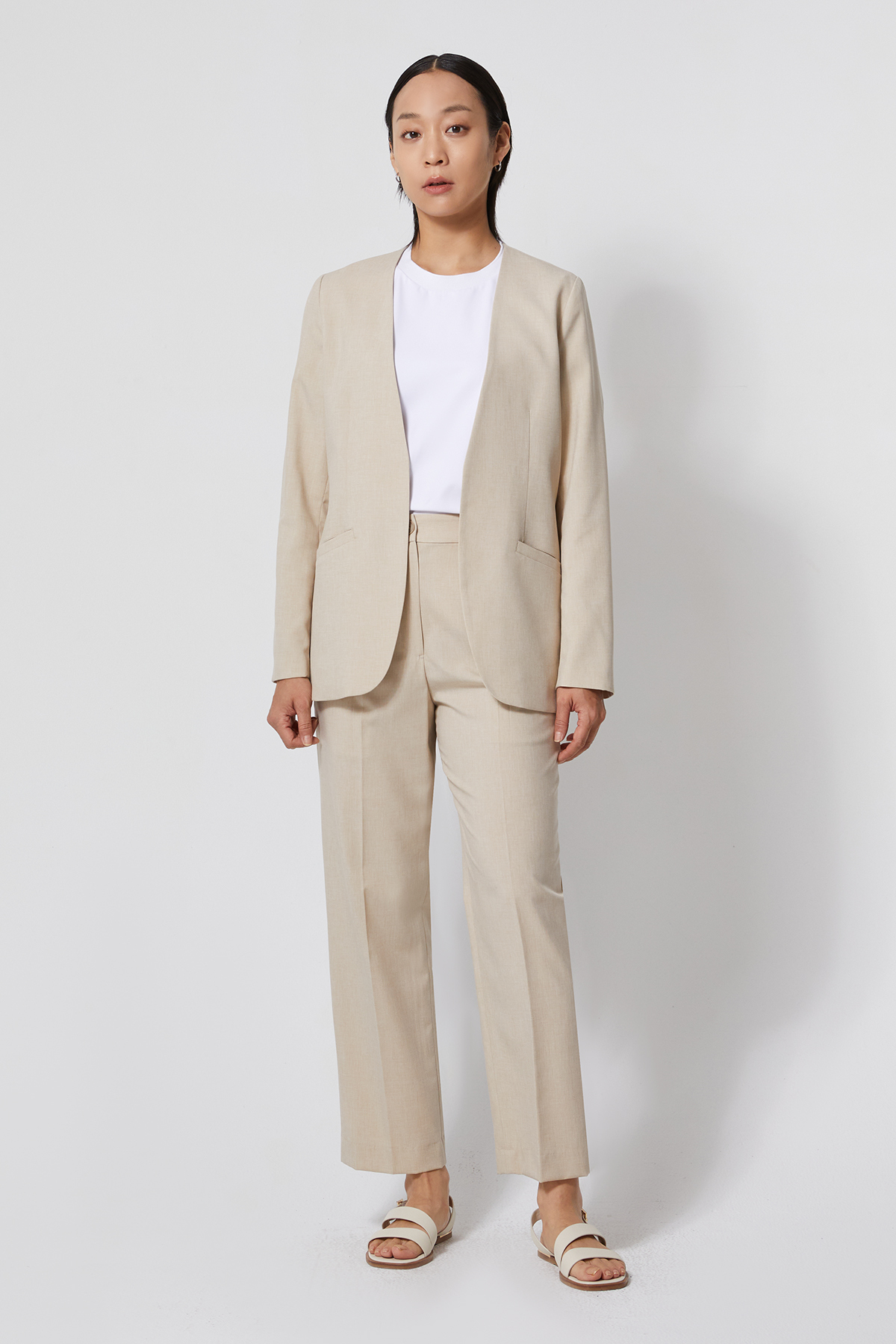 VOY 輕量打褶西裝褲 女（卡其）