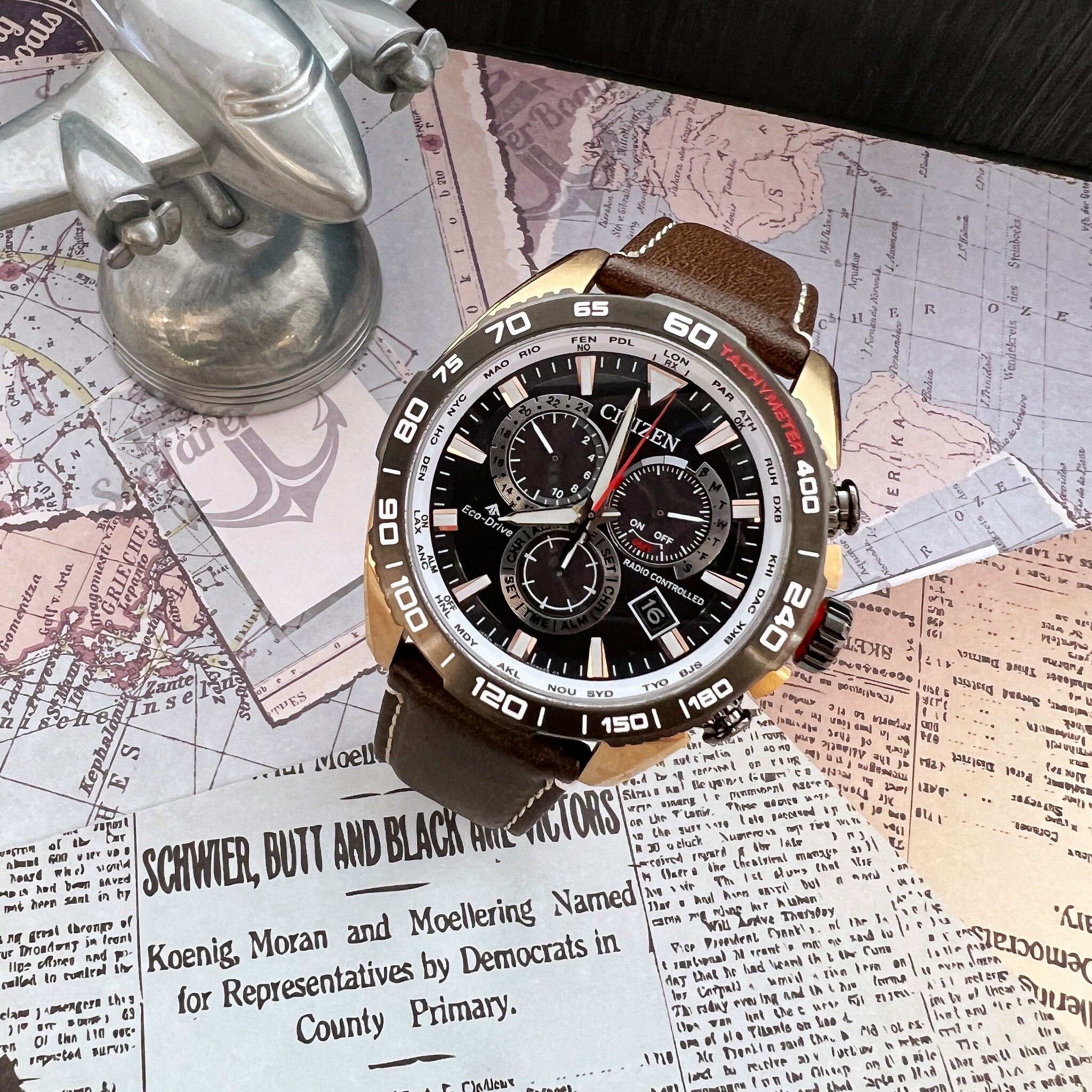 【CITIZEN 星辰】PROMASTER 時尚三眼計時腕錶 CB5038-14E 44.6mm 現代鐘錶