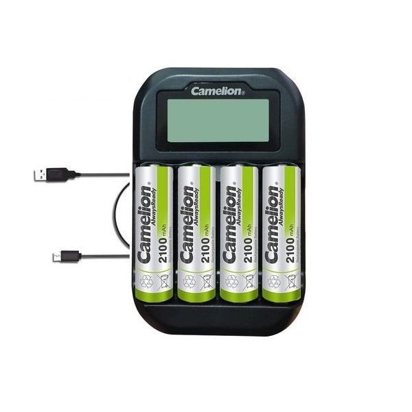 [快充套裝] 勁獅王 Camelion USB充電器 + 4枚充電池 (AA/AAA) BC-1046
