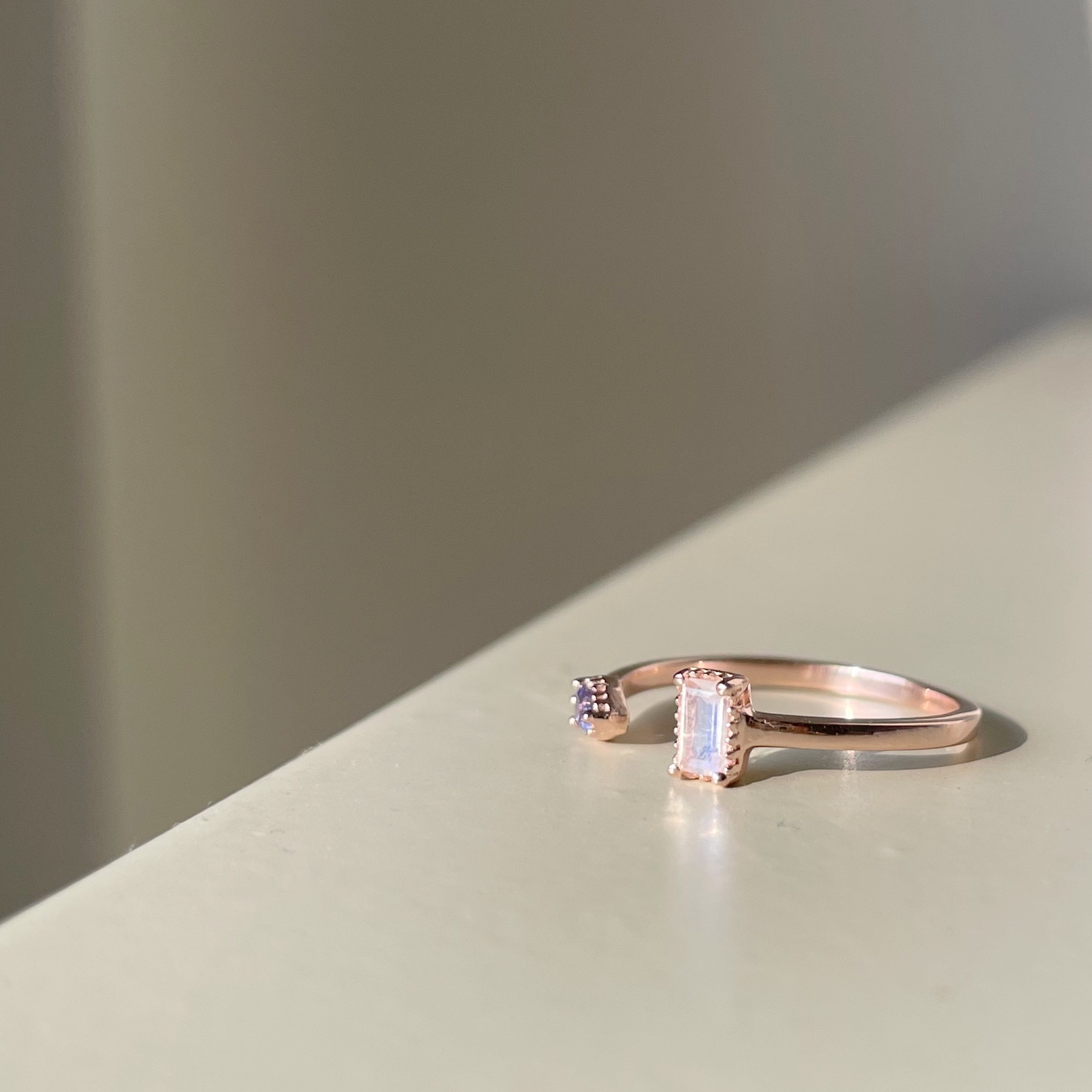 細方水滴月光菫青石可調戒