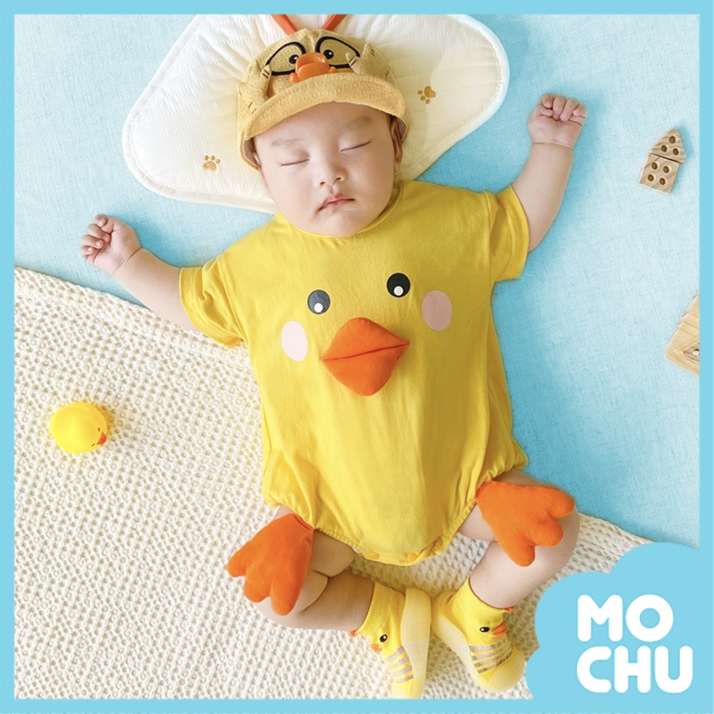 Ｑ萌立體小黃鴨短袖包屁衣