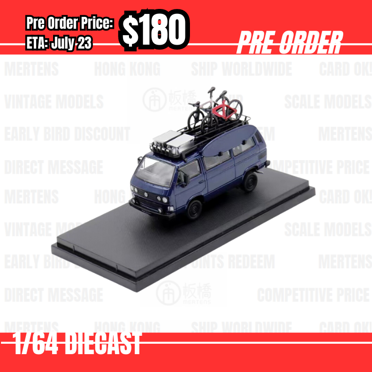 Pre Order-$180 Master 1:64 Volkswagen Type 2 T3 Carrera Bus B32 Blue [OD06/06]