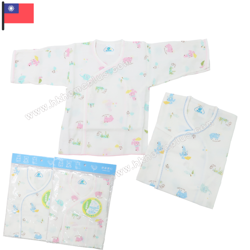 舒適牌: 台灣製 - 嬰兒紗布印花孖襟和尚袍 60869