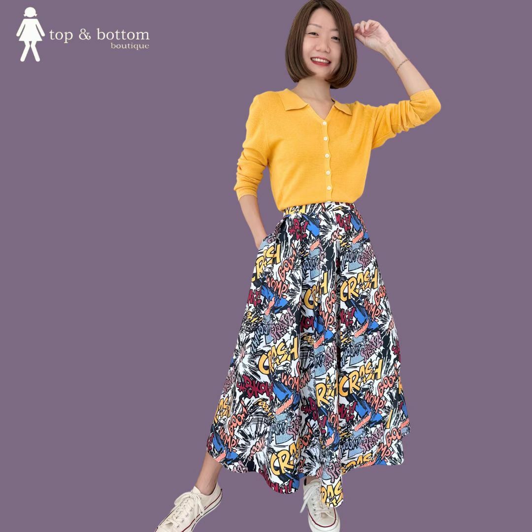 KOREA PRINTED MIDI SKIRT