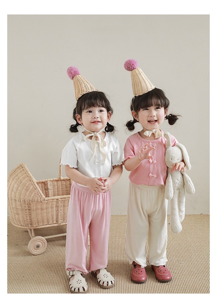 蝴蝶結冰絲棉圓領上衣