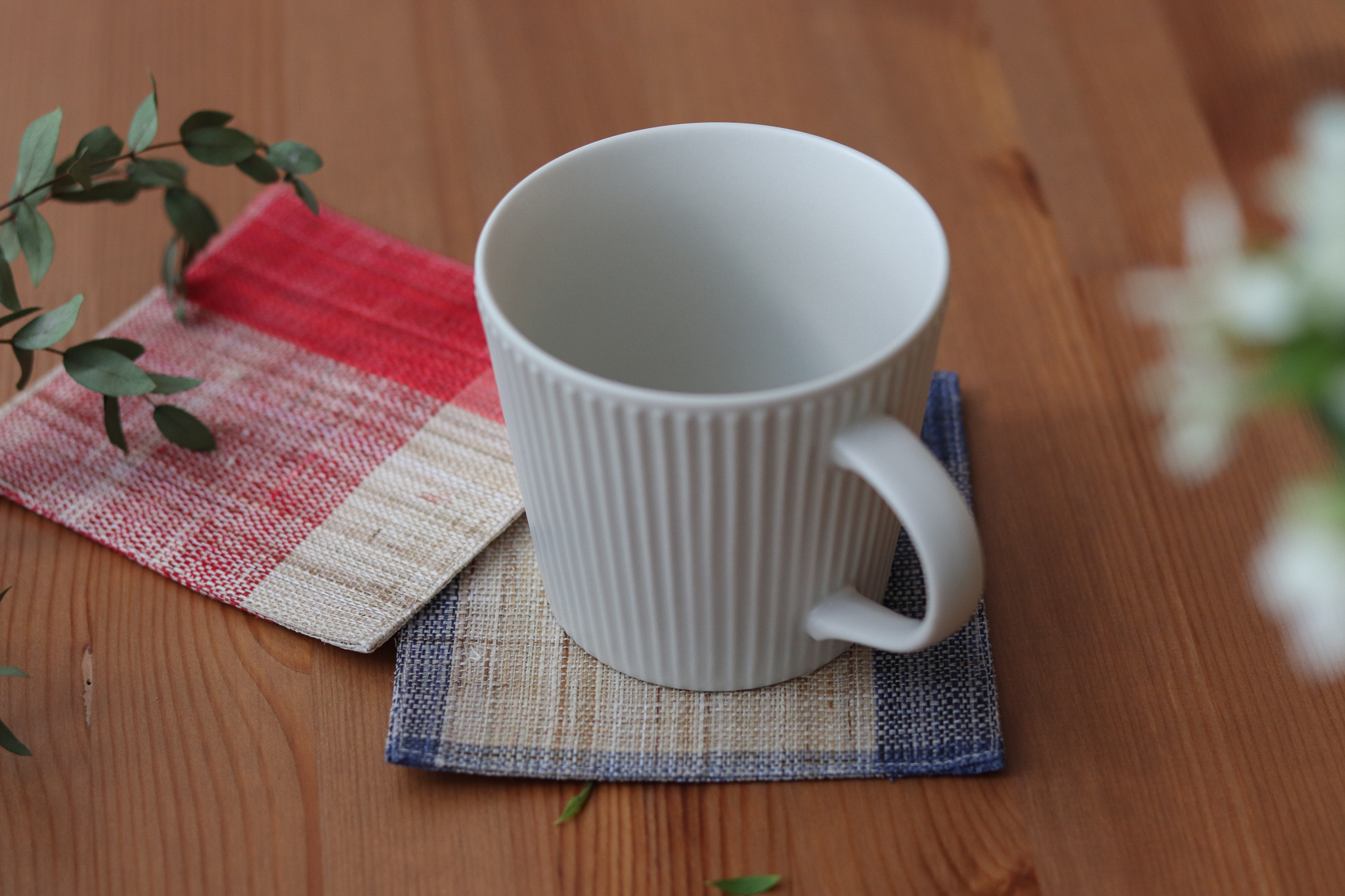 日本 手工編織 格紋 苧麻杯墊