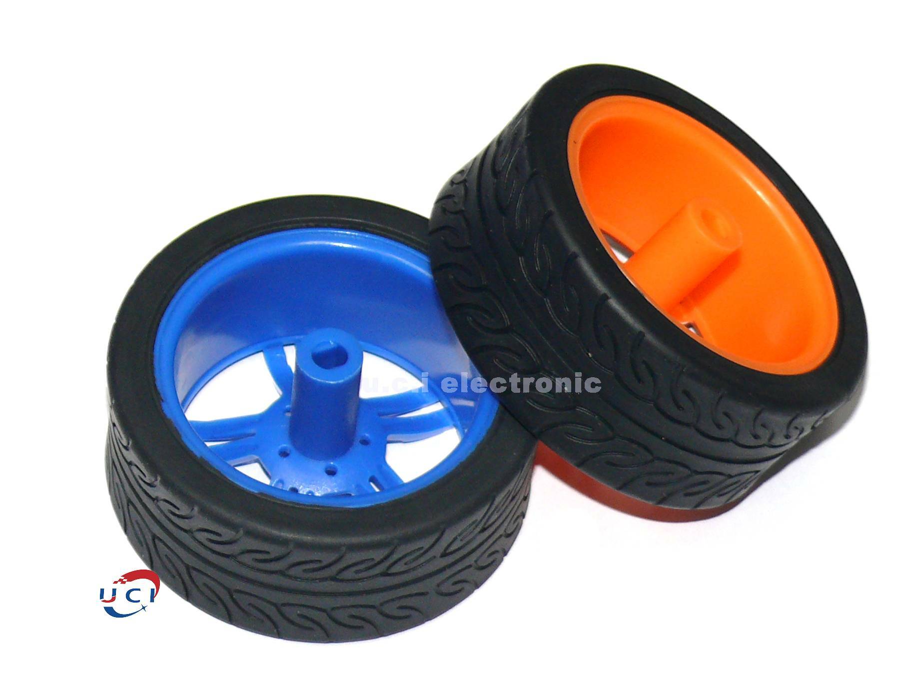 【UCI電子】 (中)  TT馬達輪胎 65*27mm 智能小車輪子 DIY配件輪子 模型橡膠車輪