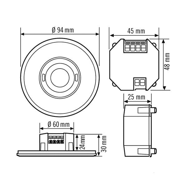 ESYLUX PD-FLAT-E 360i/8 圓形白色 DALI 套裝設計存在檢測器具有出色的檢測能力，直徑至少為 8 M