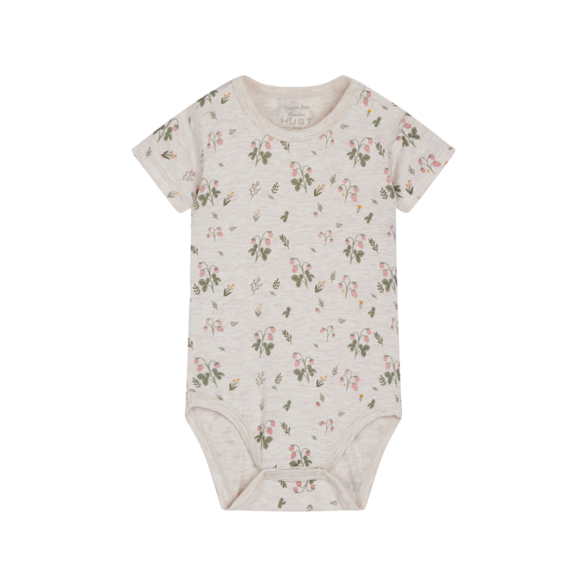 〖 Hust & Claire 〗米色小草莓竹纖維包屁衣