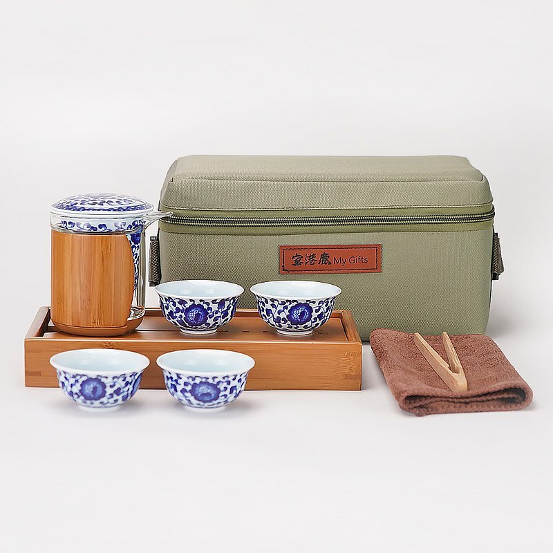 鹿港窯禮品館│青花旅行泡茶組：為茶愛好者打造的理想伴侶