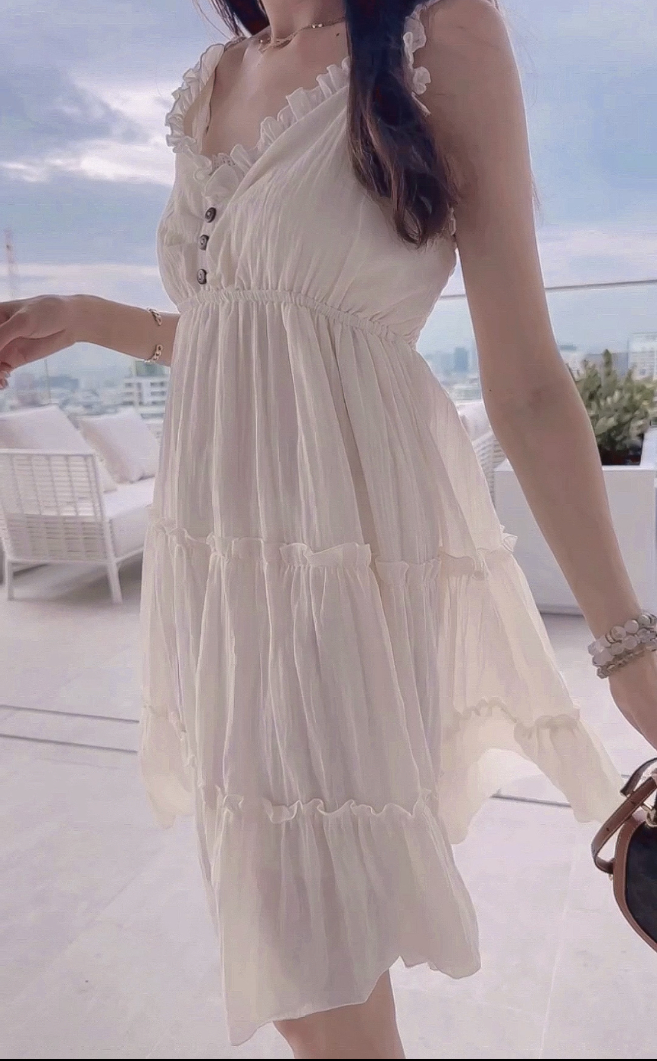 THE COTTON VACAY CREAMY DRESS - 100% FROM THAILAND