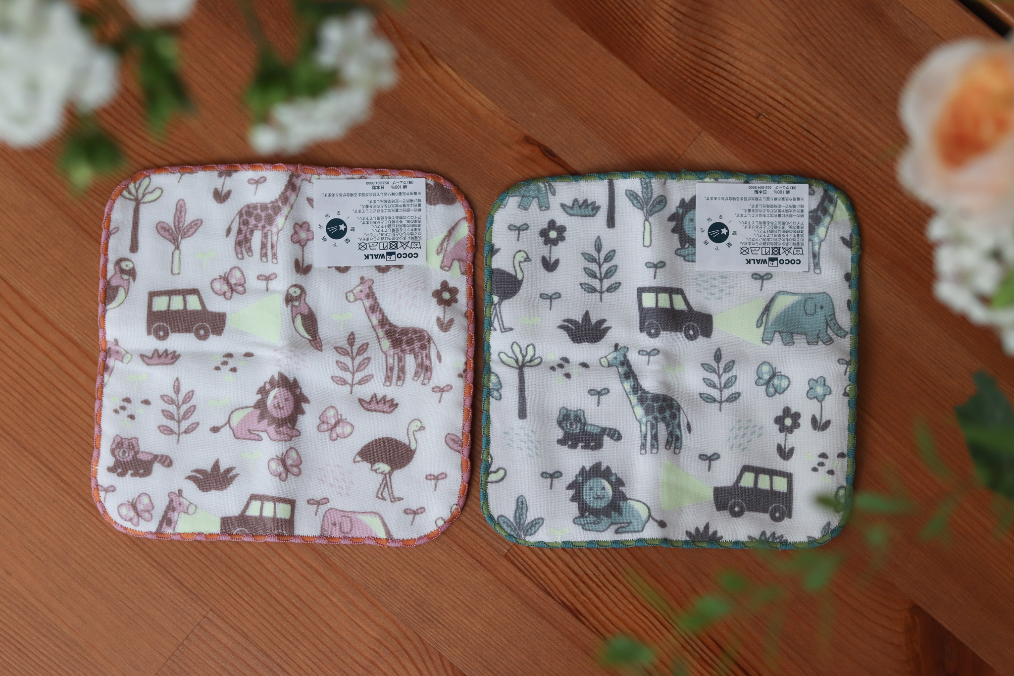 日本 Coco Walk × Kawai Satomi 聯名 夜光動物園 純棉迷你手帕