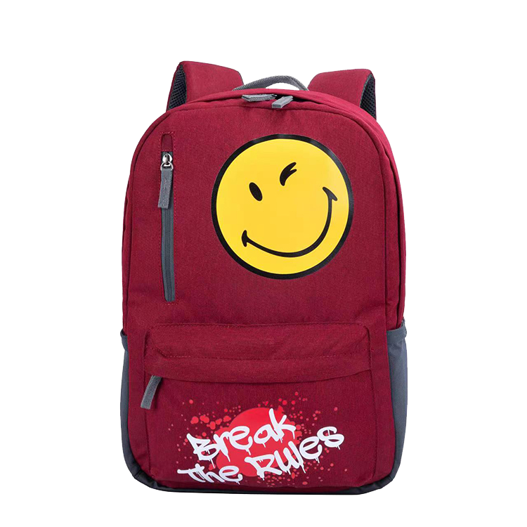 【SMILEY WORLD】  青春學院風系列後背包/大容量潮流包/筆電包(紅)