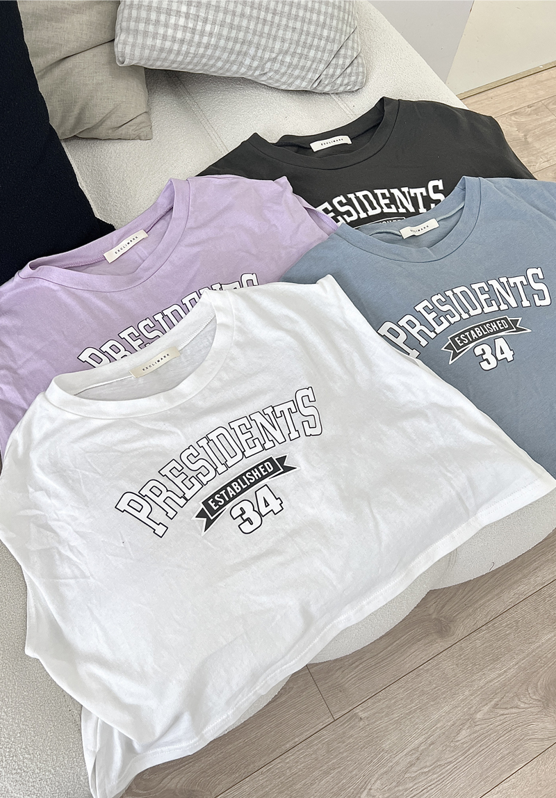 Pres34美式字母寬版短T*4色