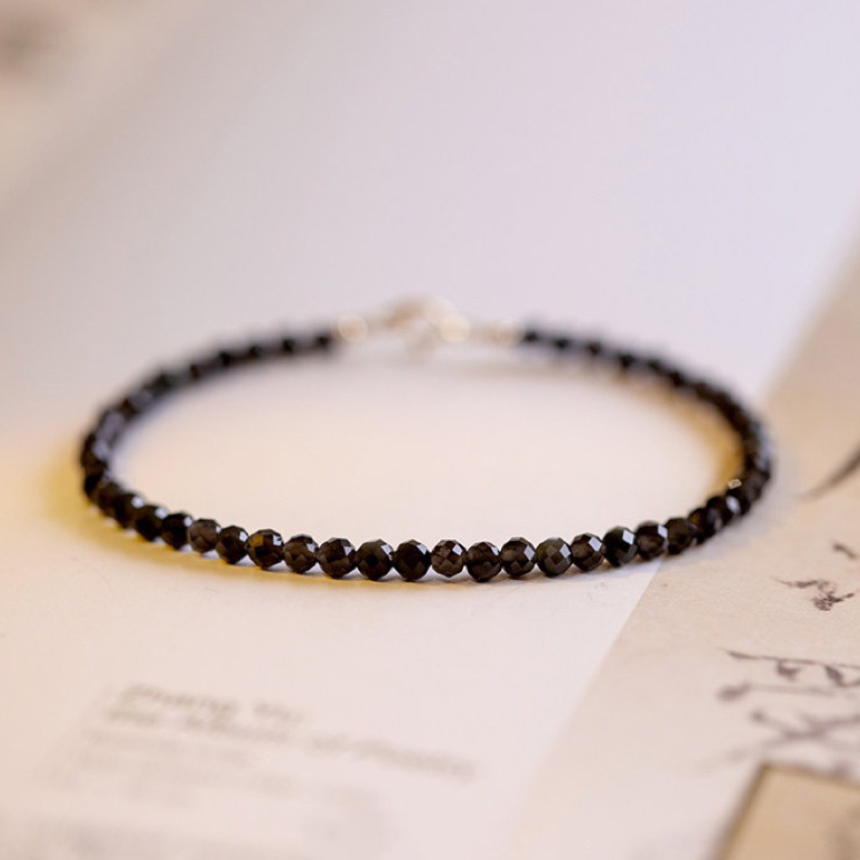 【夜中星】彩虹黑曜石水晶手鍊/水晶手串