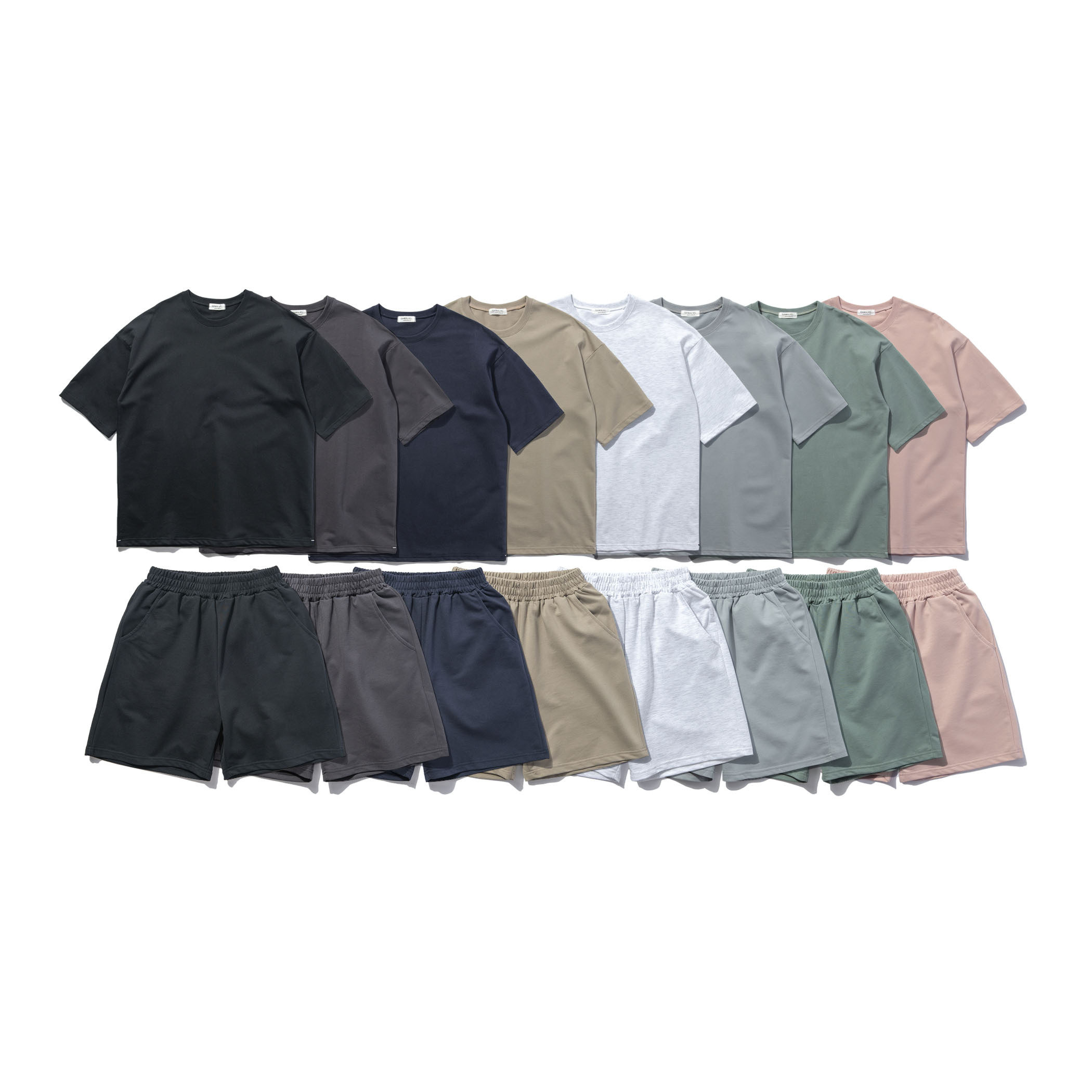 戶外休閒 日常 休閒 側邊小點綴 8色細絨套裝 (上衣+短褲)