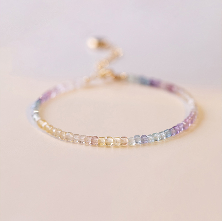 【彩虹】彩虹螢石2mm切面款水晶手鍊/水晶手串