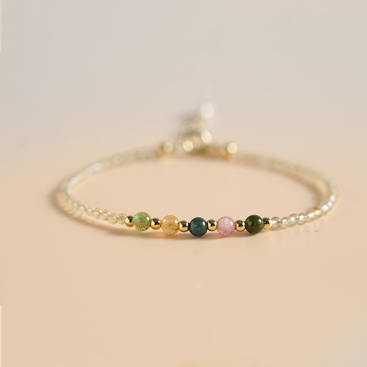 【富貴】黃水晶+彩虹碧璽水晶手鍊/水晶手串