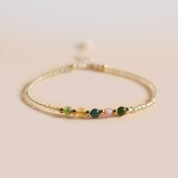 【富貴】黃水晶+彩虹碧璽水晶手鍊/水晶手串