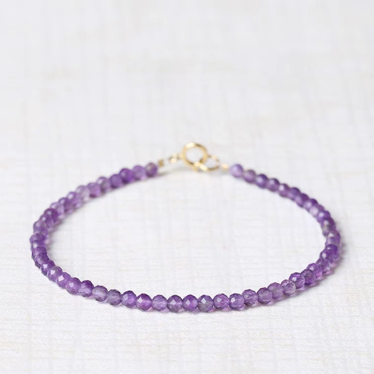 【陌上小紫】烏拉圭紫水晶3mm切面款水晶手鍊/水晶手串