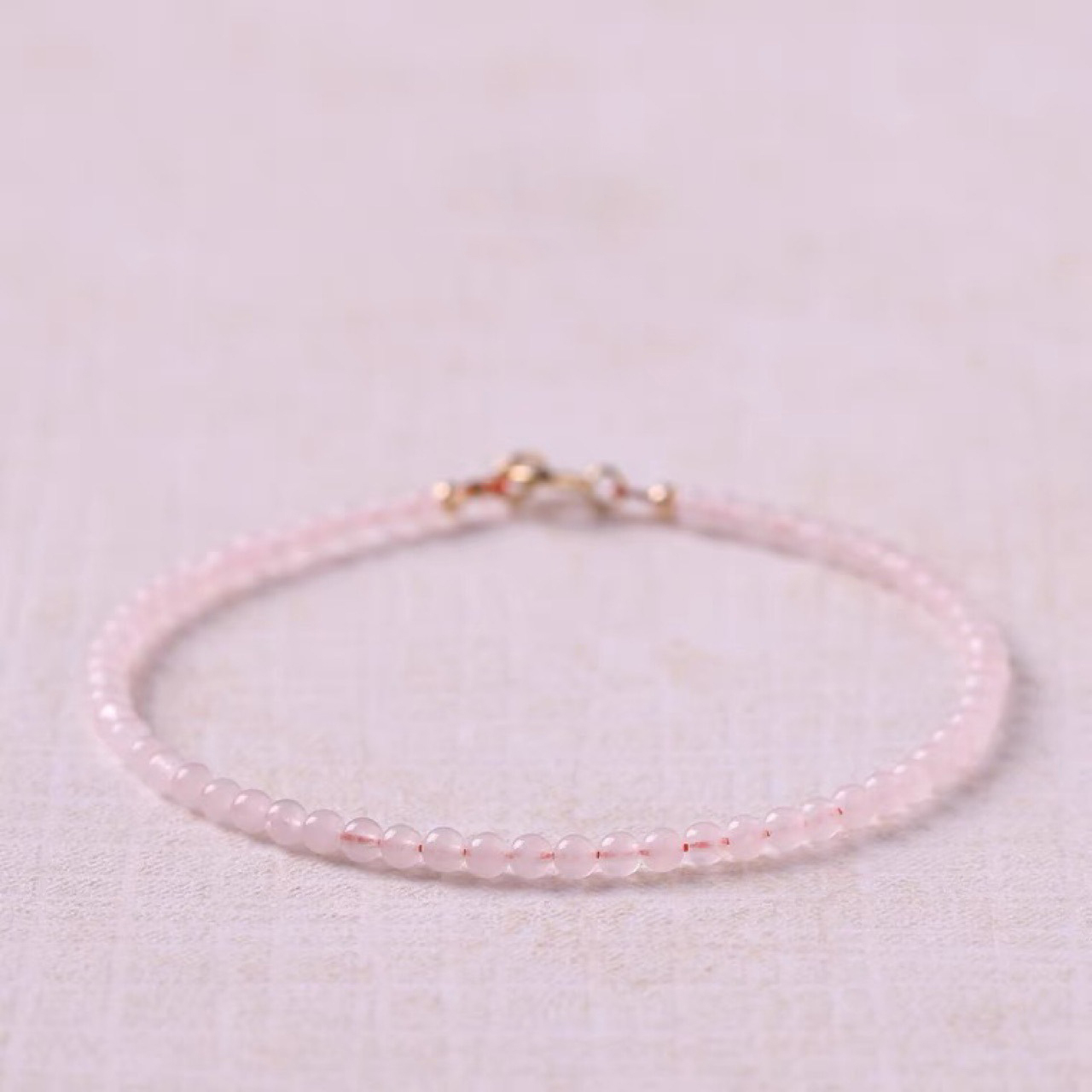 【若桃】馬達加斯加粉水晶3mm圓珠款水晶手鍊/水晶手串