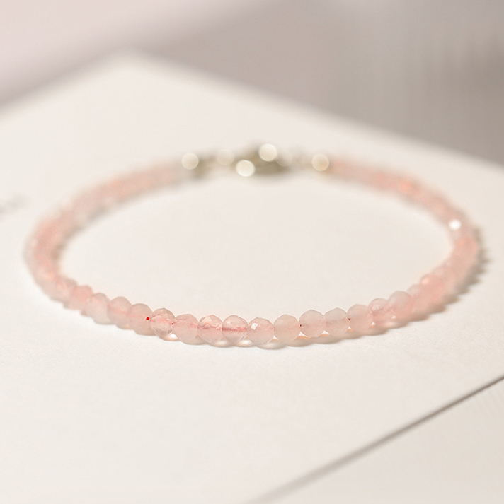 【若桃】馬達加斯加粉水晶3mm圓珠款水晶手鍊/水晶手串
