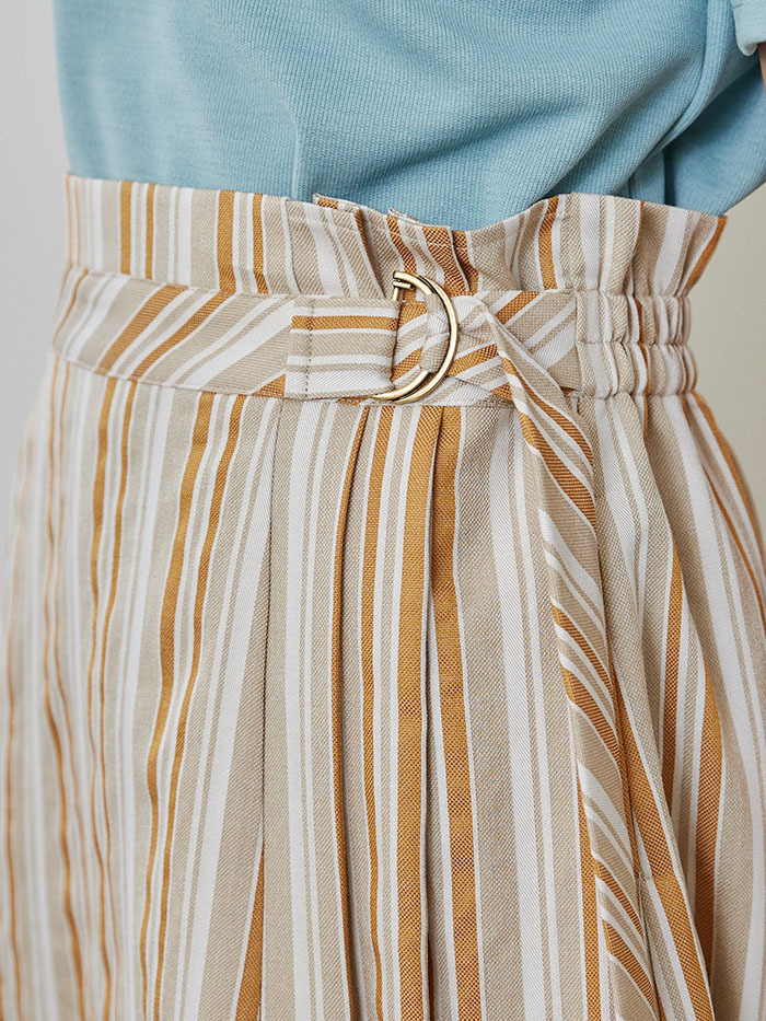 天真流浪腰帶條紋裙-芒夏
