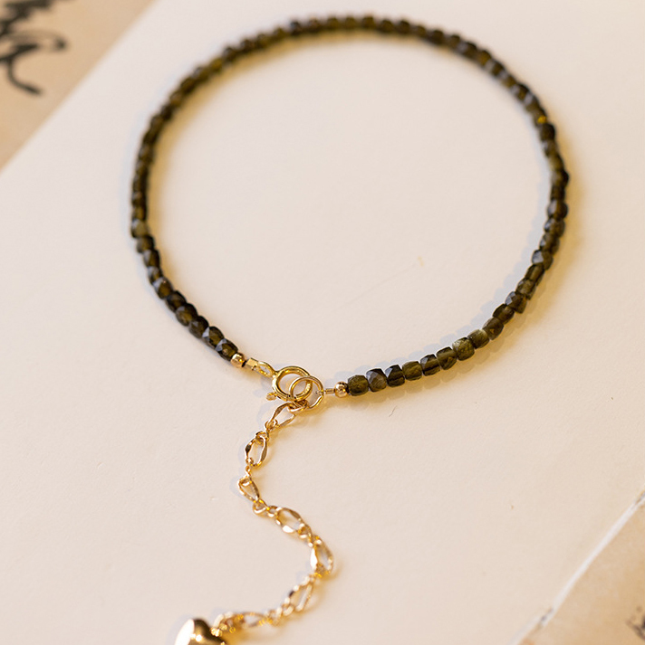 【財運旺】天然金曜石2mm水晶手鍊/水晶手串