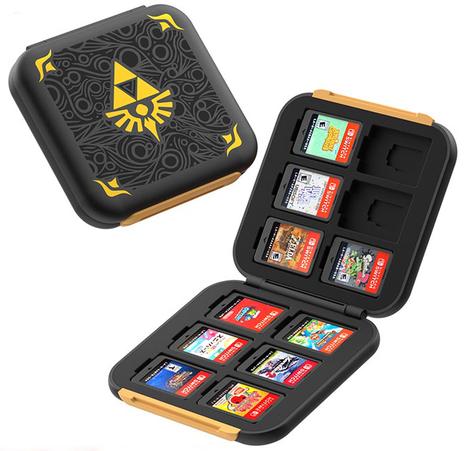 NS 良值 磁吸式卡匣收納盒 可收納12片遊戲卡帶&12片記憶卡 薩爾達風格 聖三角 L662