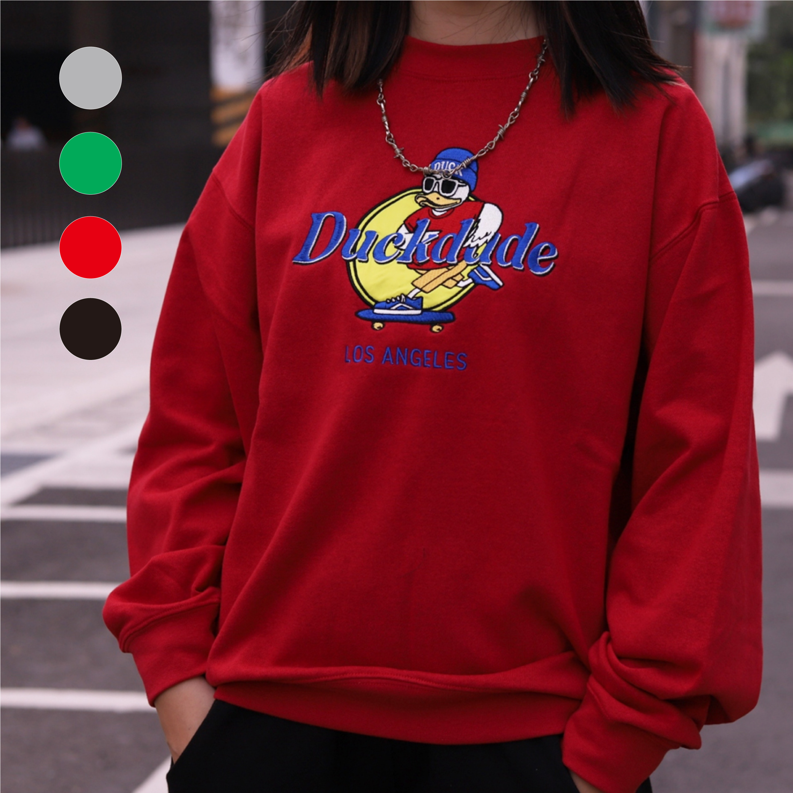Duck Dude 達酷鴨 Hard Duck Crew 3D刺繡滑板中大學Tee I-2770002