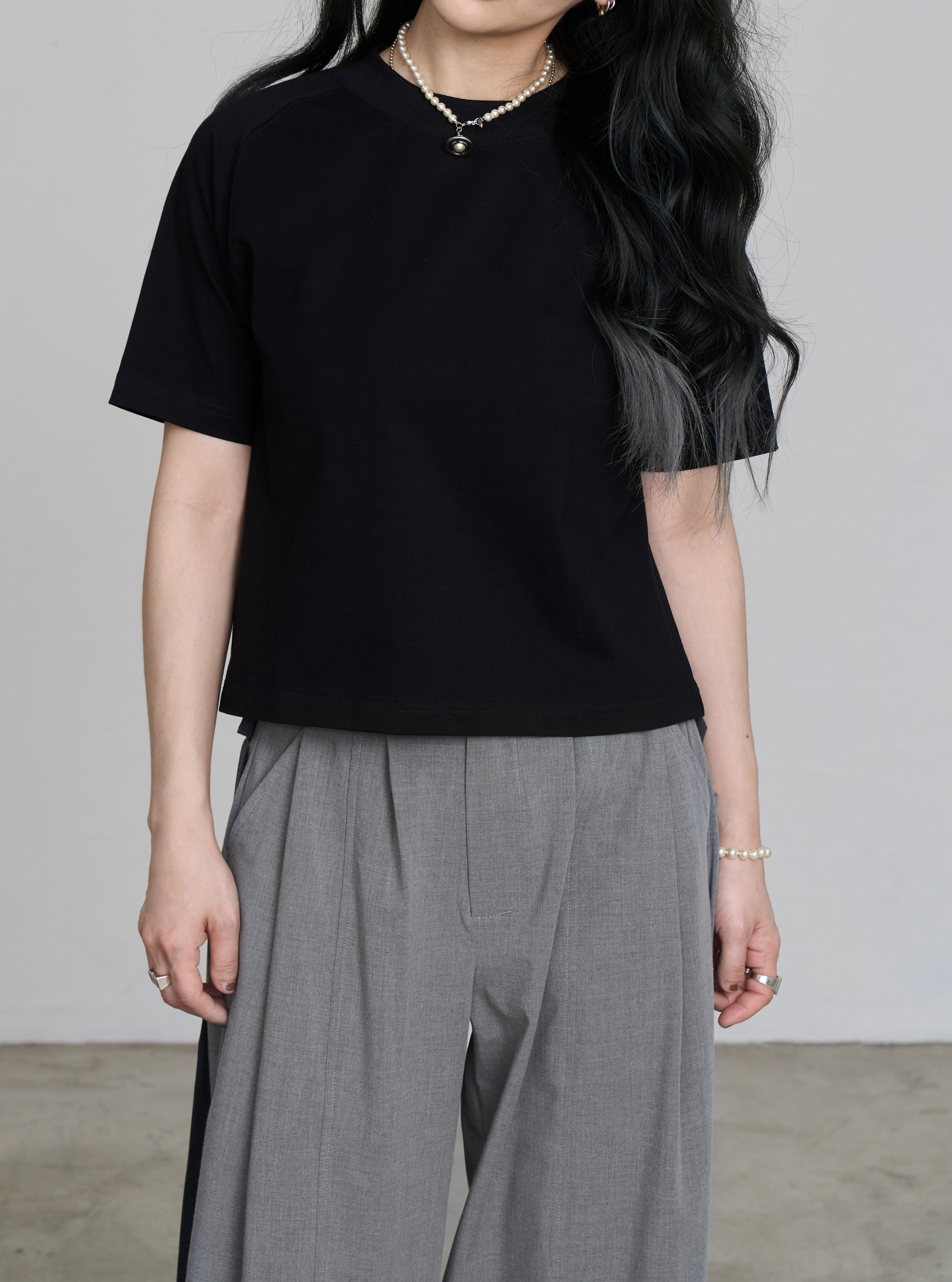 Short-Sleeve Cropped Top | Black