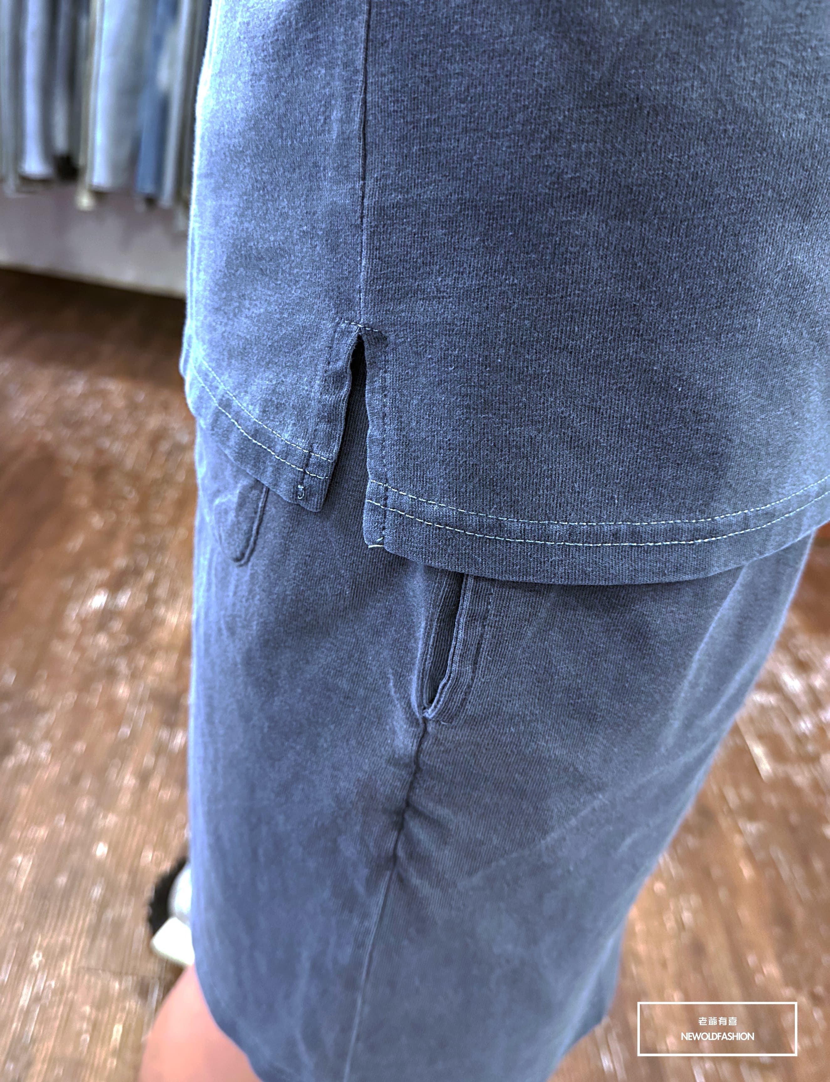 『新品上市』重磅水洗素面短T-藍