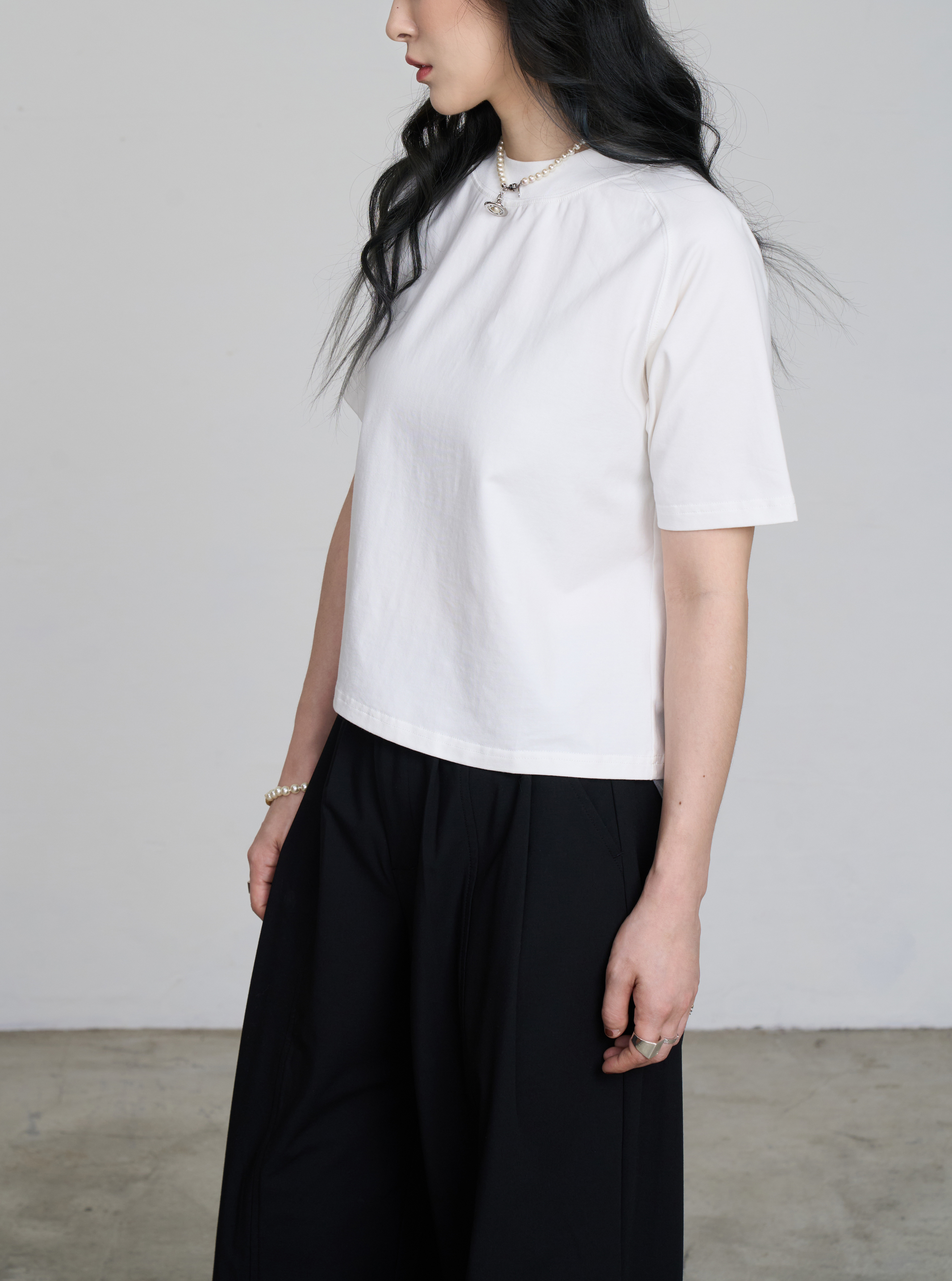 Short-Sleeve Cropped Top | Cream