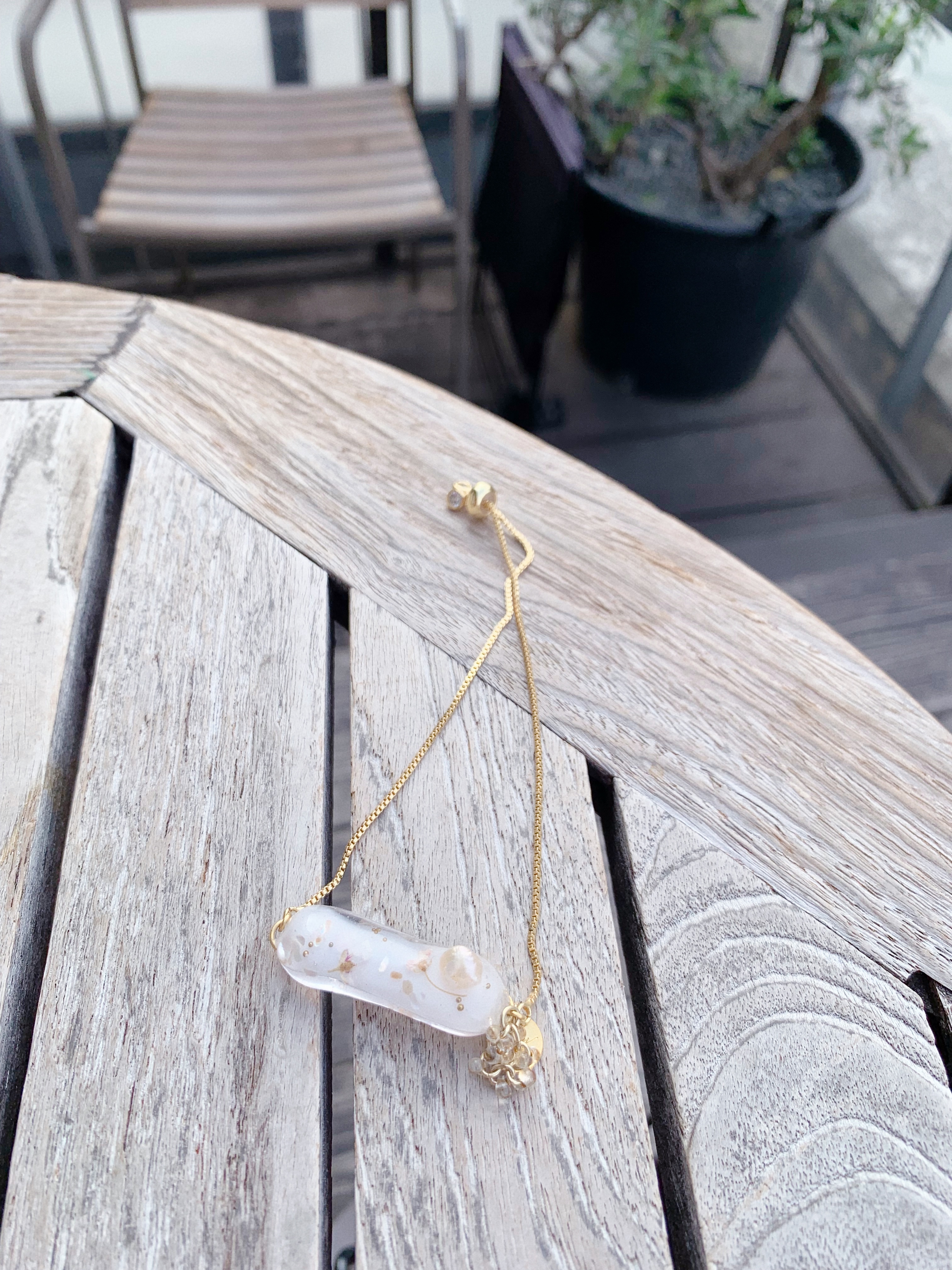 [手作家] 乾花淡水珠索繩手鏈