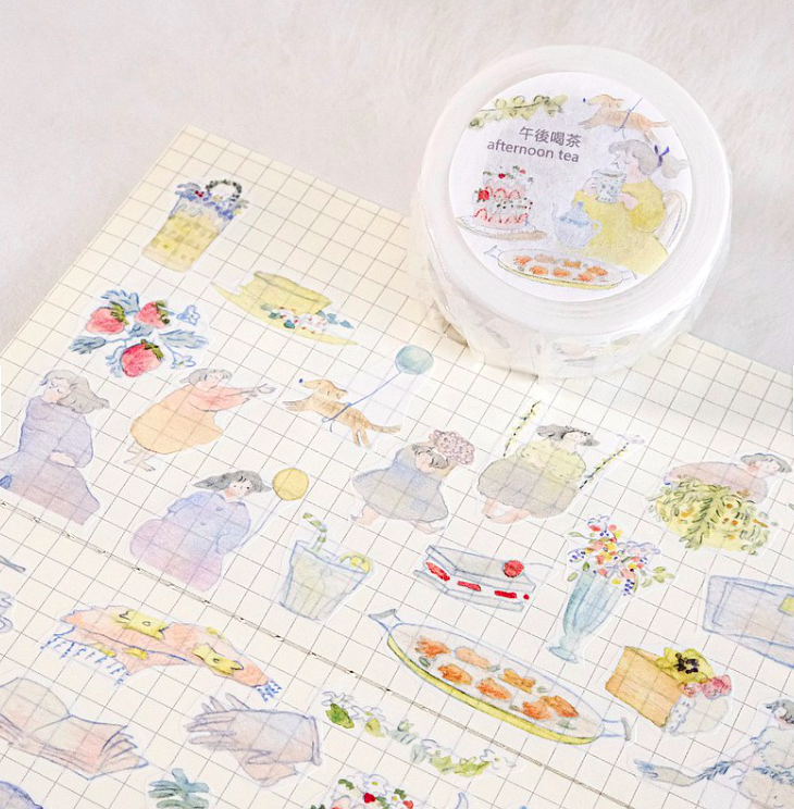 午後喝茶 和紙膠帶 (3cm 帶離型紙)｜dodolulu