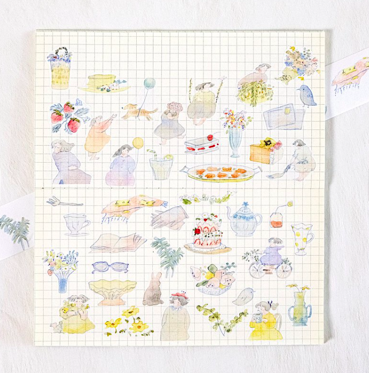 午後喝茶 和紙膠帶 (3cm 帶離型紙)｜dodolulu