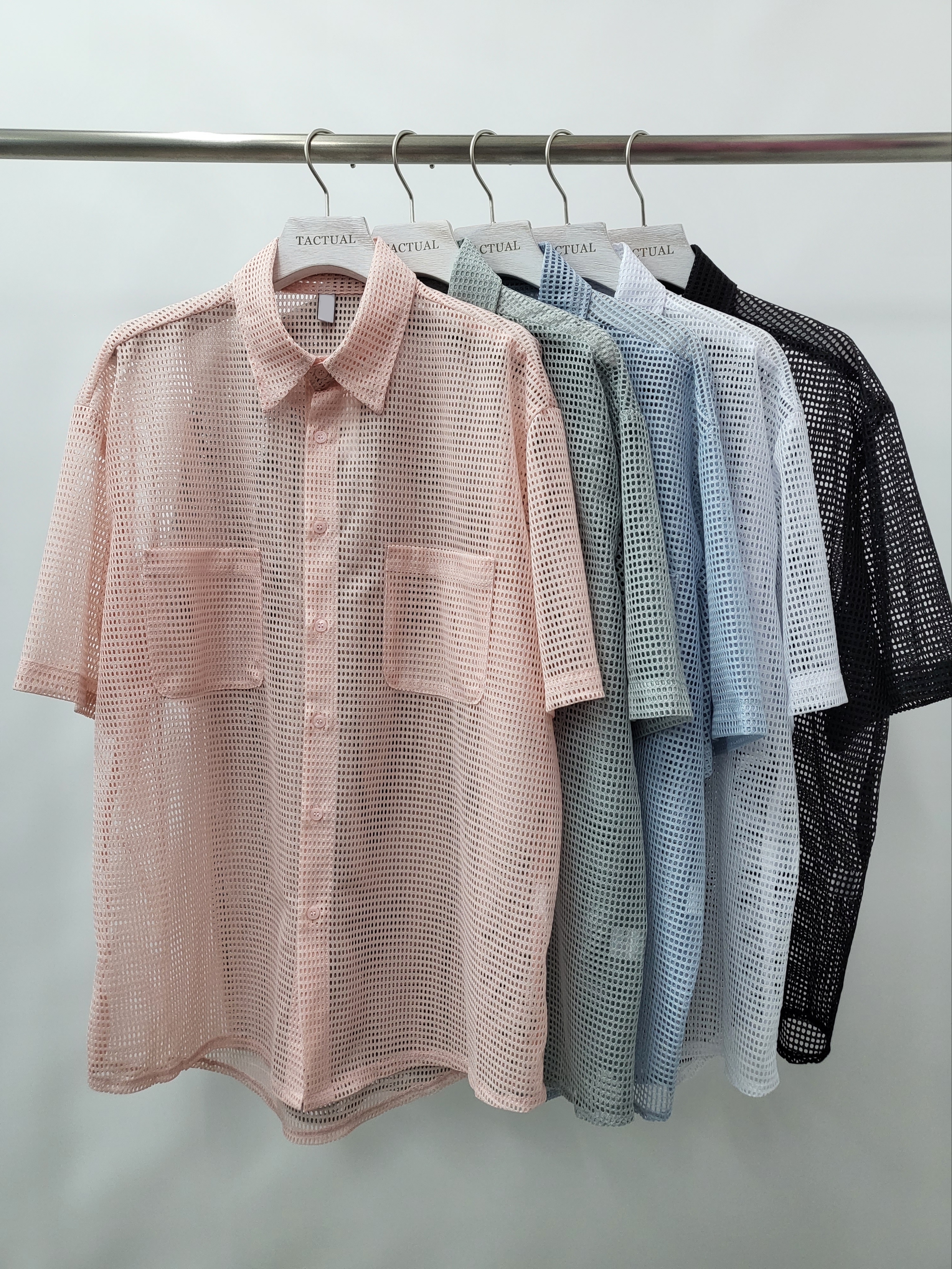 淨色網紋短袖恤衫 S2063