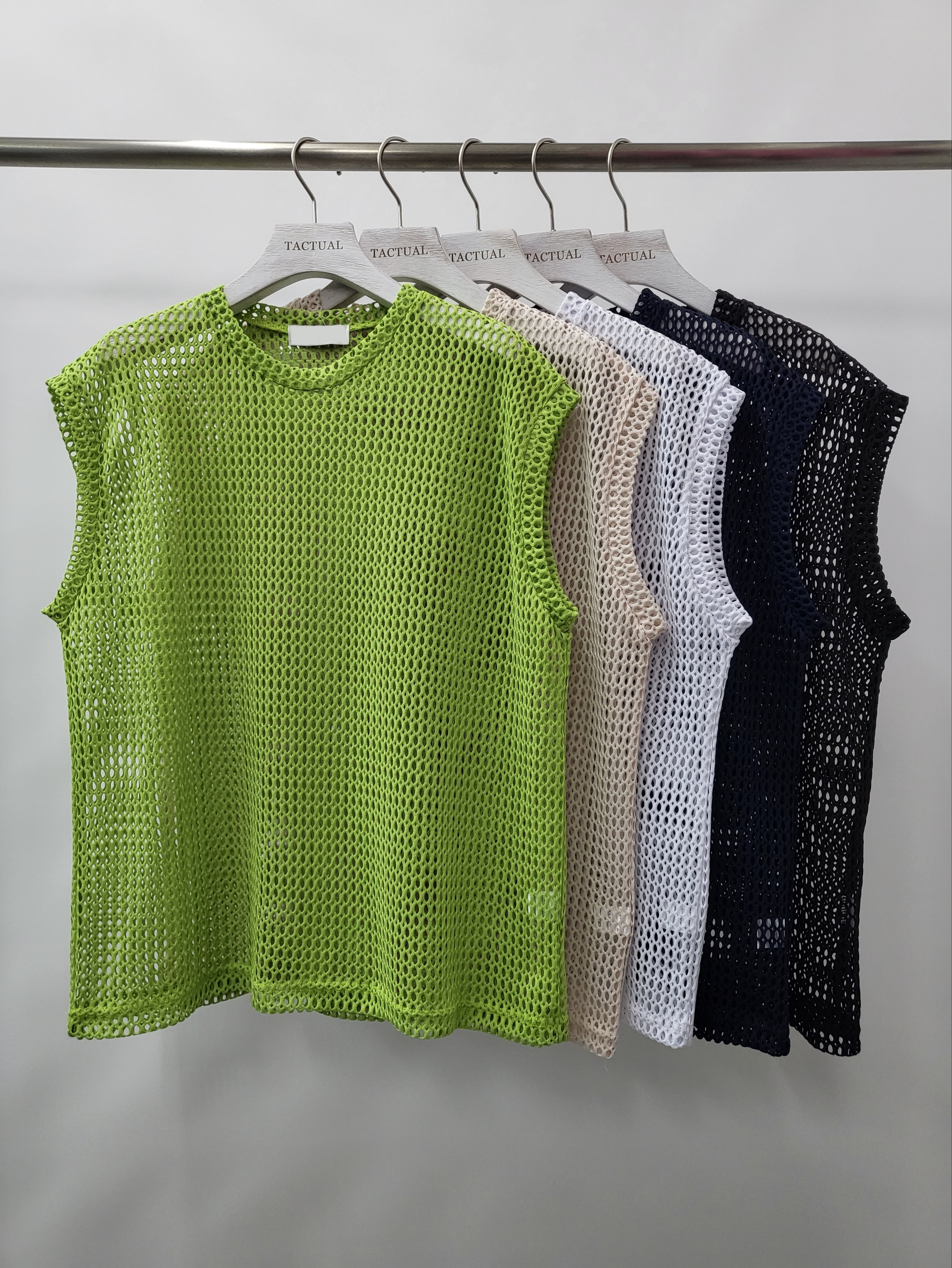 圓領網紋背心 V929