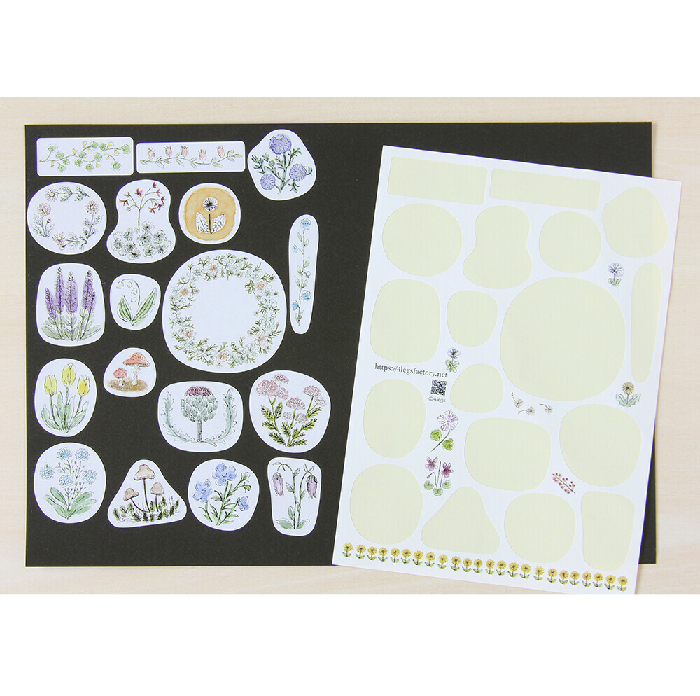 花朵 水彩插畫貼紙｜日本 4legs