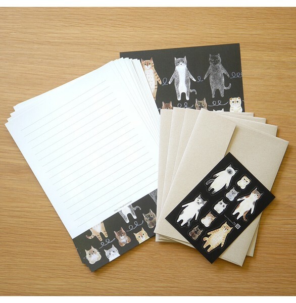 貓咪 信紙信封組（附貼紙）｜日本 4legs