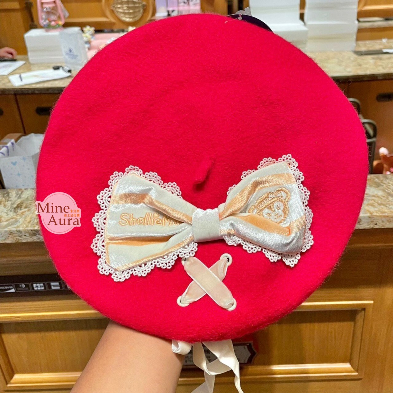 (特價現貨) 雪莉玫 ShellieMay 蝴蝶結 綁帶 造型 貝蕾帽 帽子 -上海迪士尼樂園