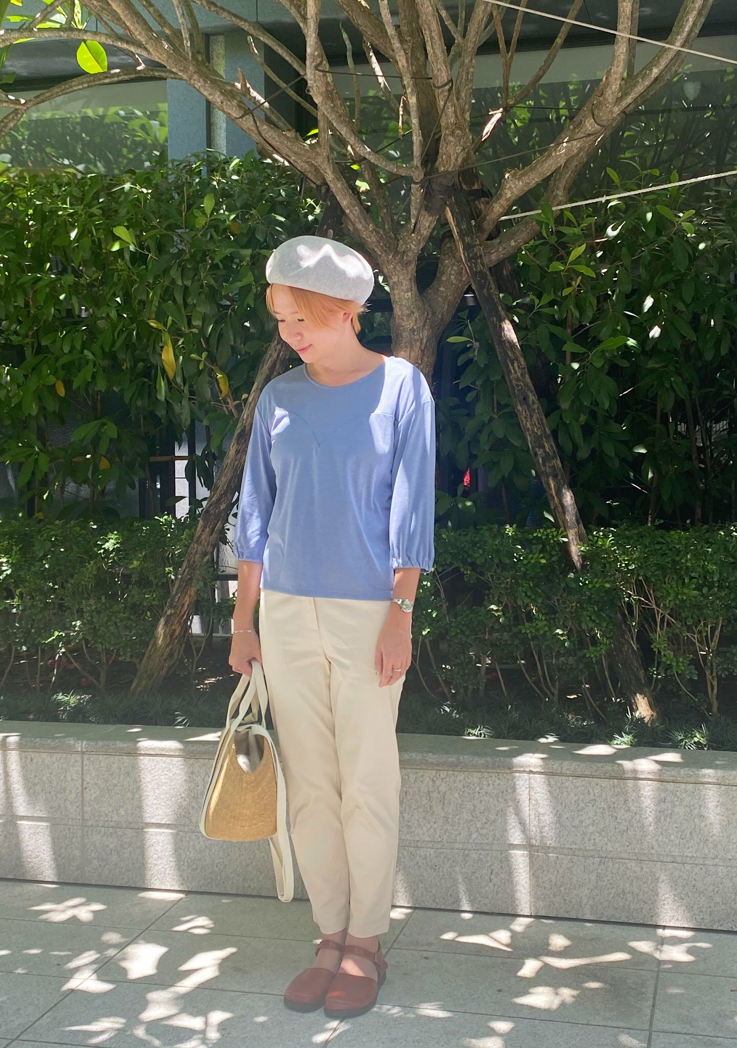 心有所屬柔軟針織七分袖上衣-青海