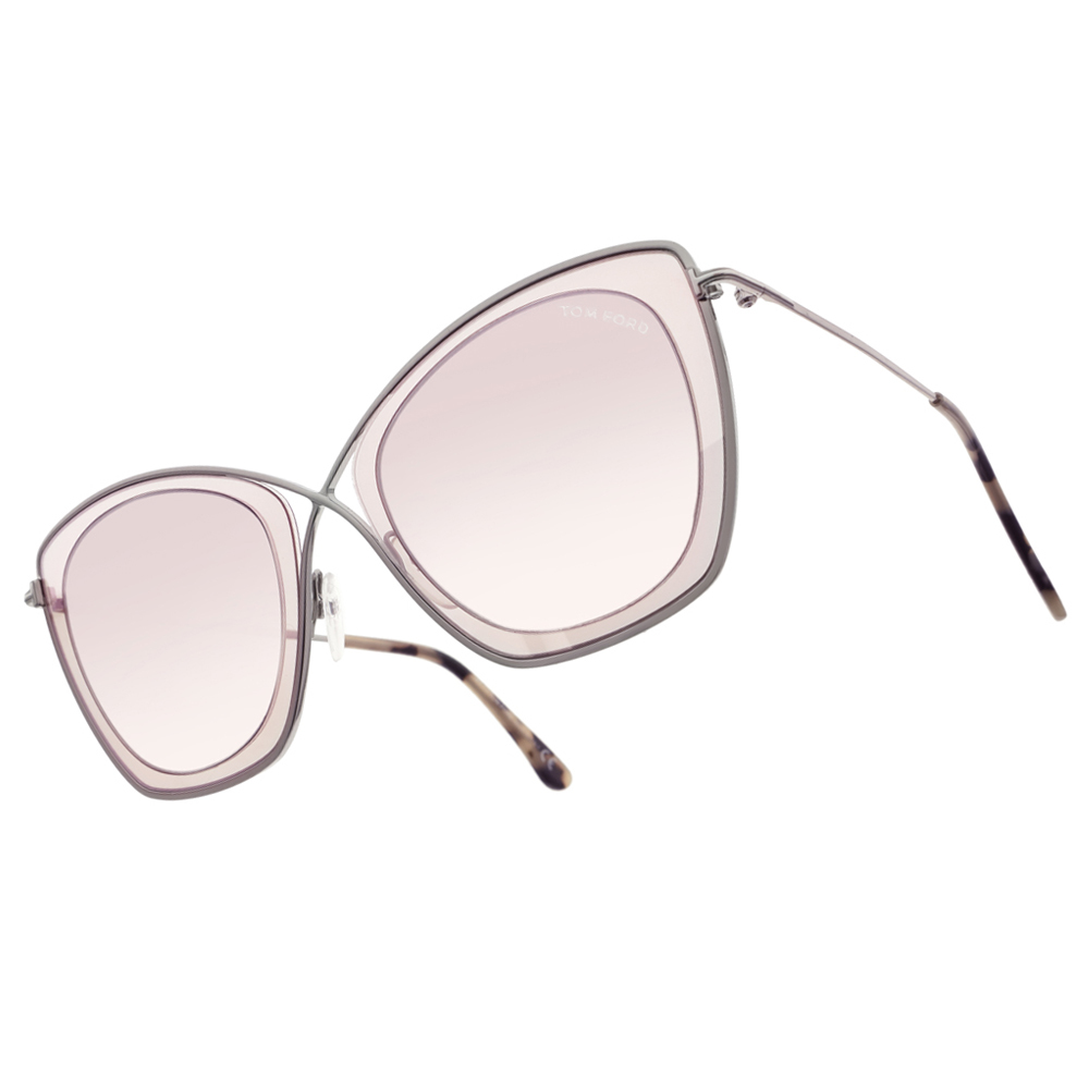 【TOM FORD】TOM0605 47G 造型貓眼方框太陽眼鏡(水銀鏡面)