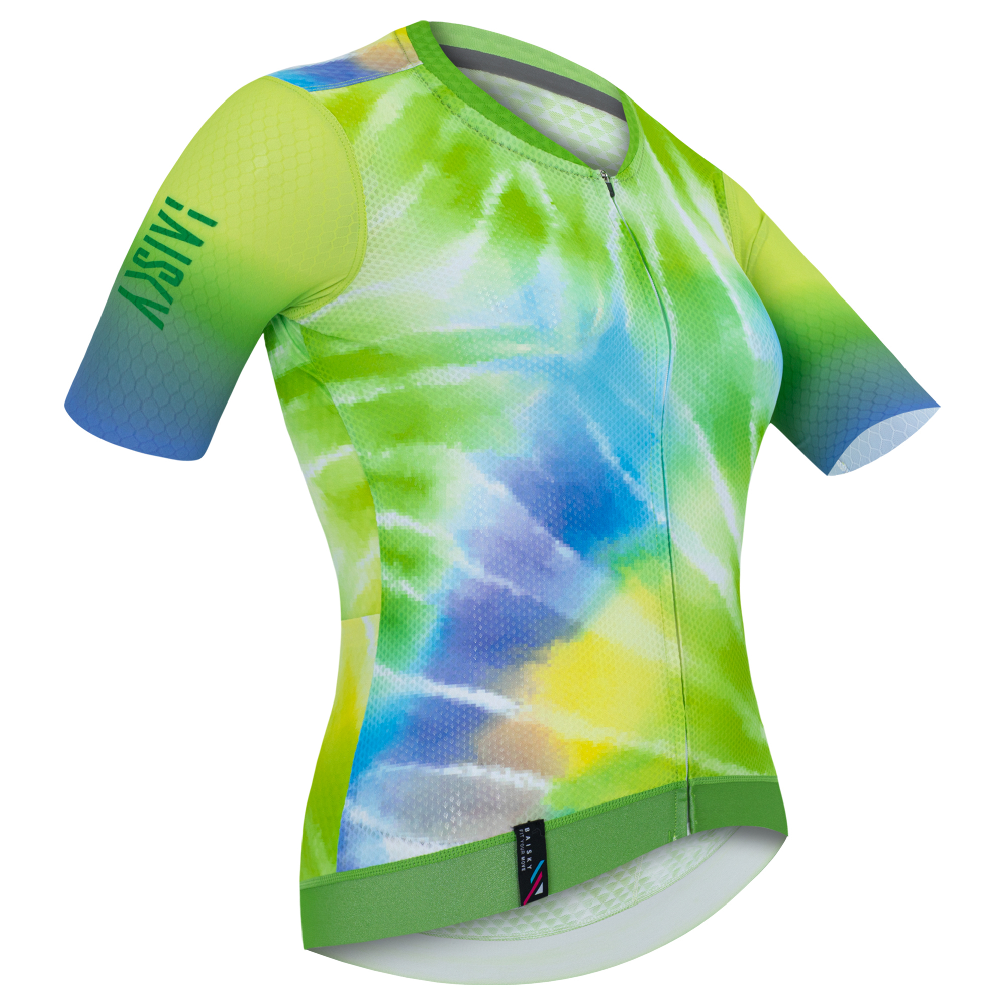 女款空力短車衣 雲彩 綠