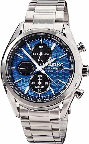 Seiko Chronograph Blue Dial Solar-Powered Men's Watch SSC801P1 藍色錶盤太陽能男士手錶