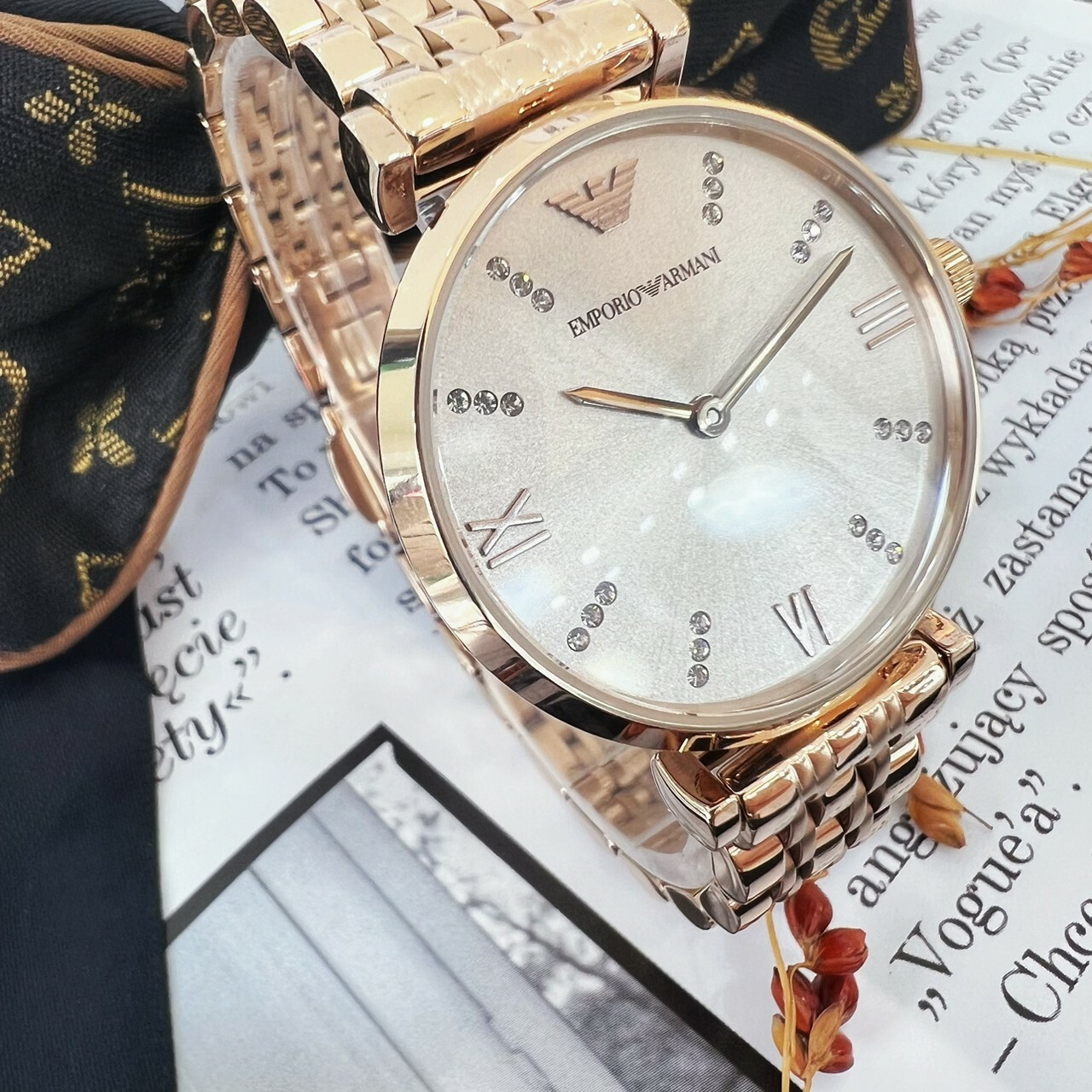 【EMPORIO ARMANI】經典晶鑽時尚仕女腕錶 AR11059 32mm 現代鐘錶